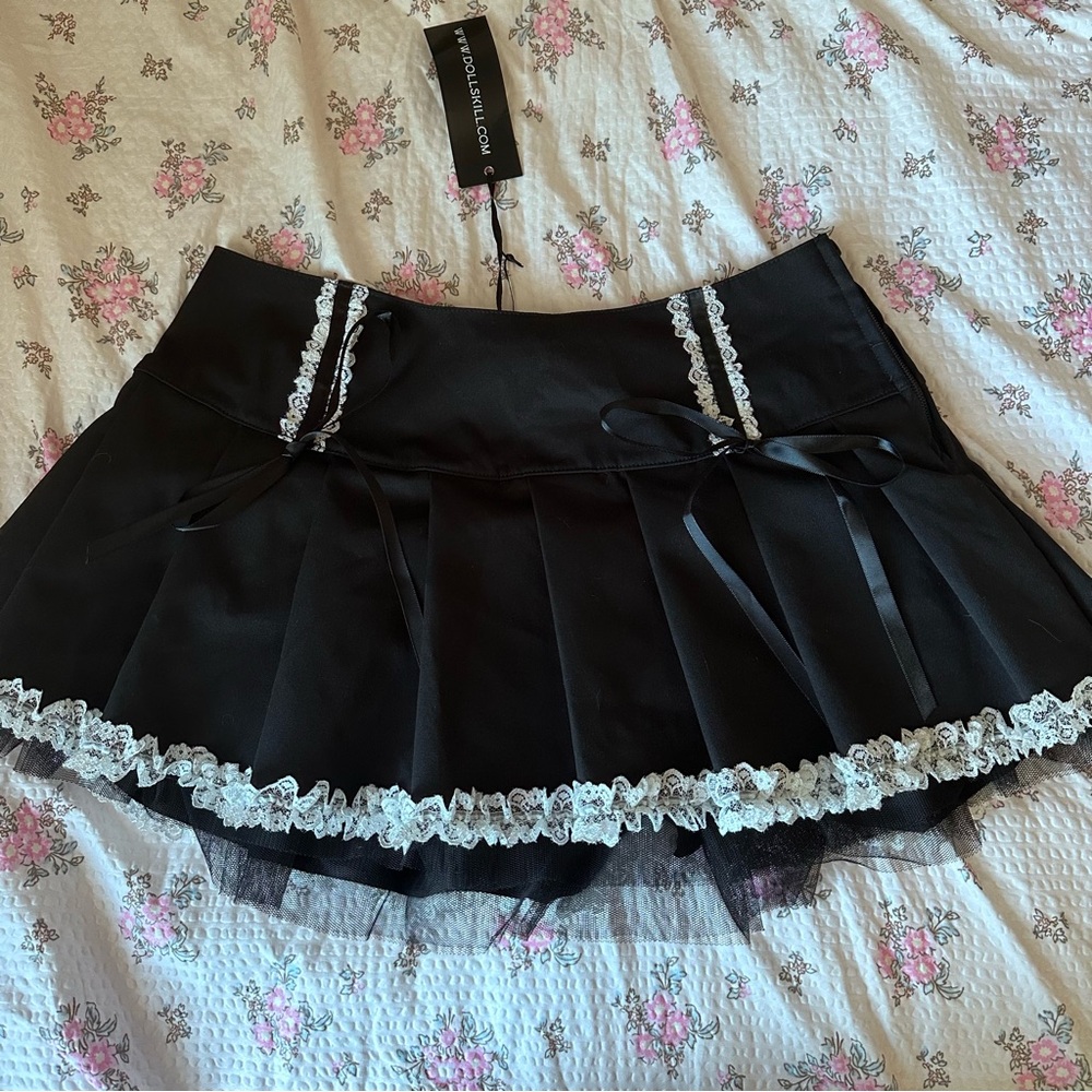 Dolls kill micro low rise lolita pleated skirt